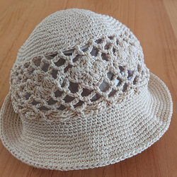 手編み サマーニット帽子 1枚目の画像