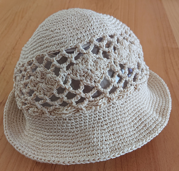 手編み サマーニット帽子 1枚目の画像