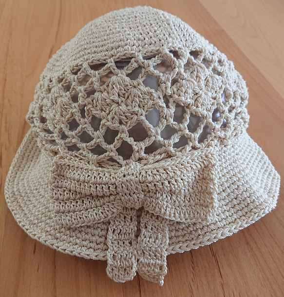 手編み サマーニット帽子 2枚目の画像