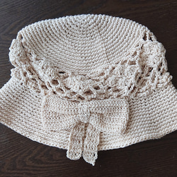 手編み サマーニット帽子 3枚目の画像