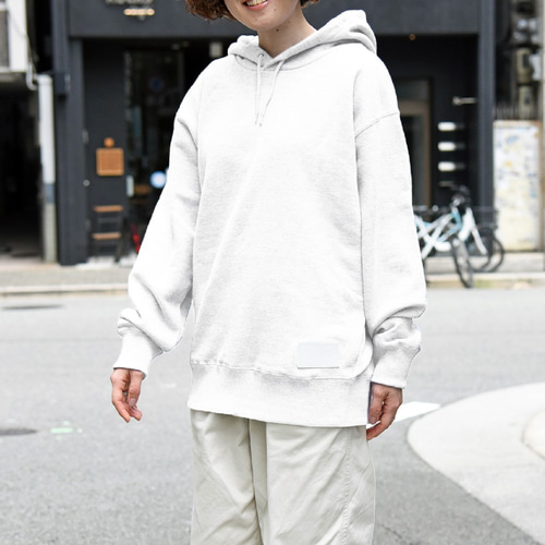 ポケットレスミドルパーカー 厚手 ポケットなし ユニセックス コットン