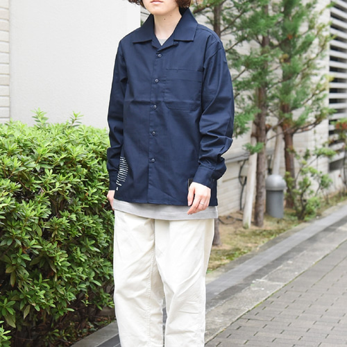 オープンカラー シャツ リラックス 開襟シャツ ゆったり 長袖 ロング