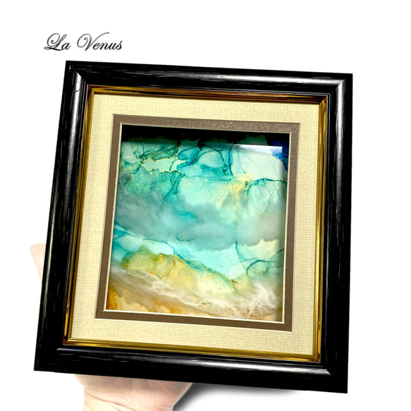 Silent Seaside (海  オーシャンブルーインテリア雑貨 アルコールインクアート レジン 地球 自然) 6枚目の画像
