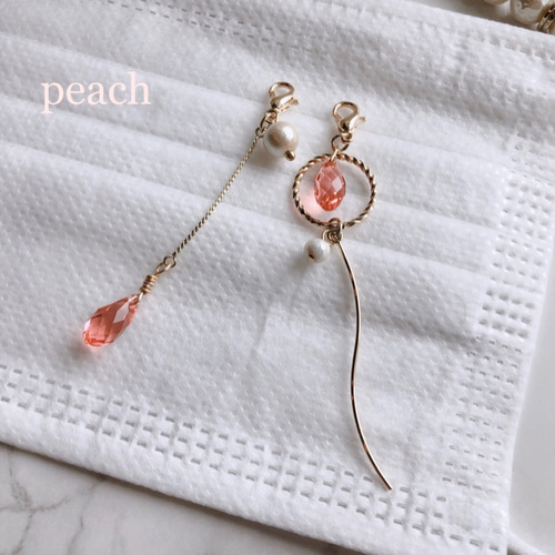 ✴︎peach✴︎ ピアスみたいなマスクチャーム ピーチ ローズピーチ