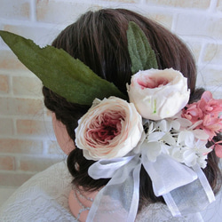 プリザーブドフラワー　ローズ　リボン　髪飾り　結婚式　卒業式　成人式 2枚目の画像