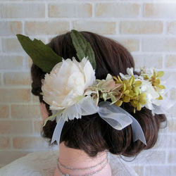 プリザーブドフラワー　髪飾り　アースカラー　リボン　卒業式　結婚式　成人式 3枚目の画像