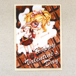 【Pin】情熱のチョコ│印刷水彩画│バレンタインカード│封筒の色は選べます 2枚目の画像