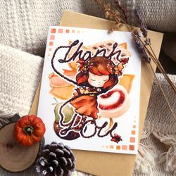 【Pin】感謝の秋│印刷水彩画│感謝カード│封筒の色は選べます 2枚目の画像