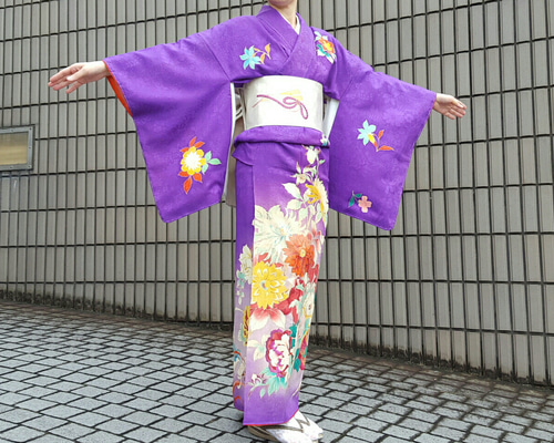 QutieFrash 着物襟ワンピース　パープル QutieFrash 着物襟ワンピース パープル QutieFrash 着物襟ワンピース