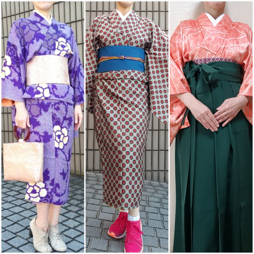 オーダーメイド着物(白襟付き) ワンタッチ着物 加工 ワンピース着物