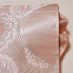 ワンタッチ帯　くらわん帯　正絹袋帯リメイク　金銀糸ピンク正倉院文　作り帯　 2枚目の画像
