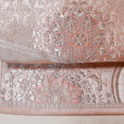 ワンタッチ帯　くらわん帯　正絹袋帯リメイク　金銀糸ピンク正倉院文　作り帯　 3枚目の画像