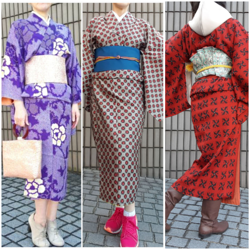 ワンタッチ帯 くらわん帯 アンティーク正絹丸帯リメイク 鶴松菊牡丹