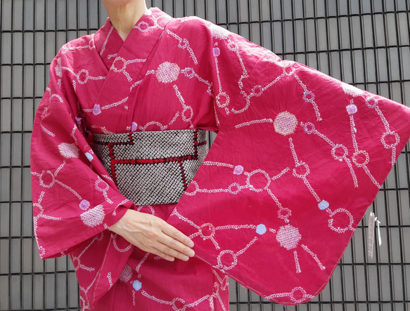AIちゃん　 有松絞り　浴衣　ローズピンク　トルコブルー AIちゃん 有松絞り 浴衣 ローズピンク トルコブルー AIちゃん様