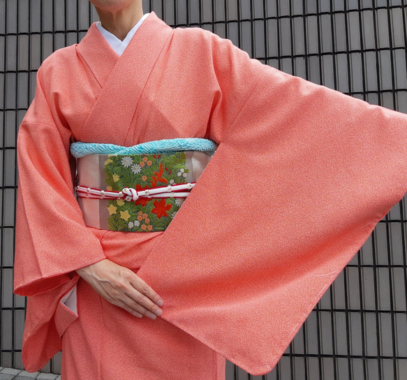 SALE ワンタッチ着物 くらわん着物 正絹江戸小紋色無地リメイク