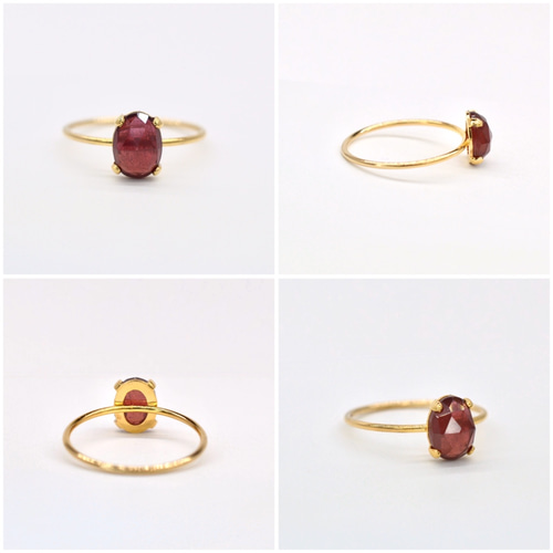 14KGF　天然石　ローズカット　ルビー　8x6mm　AAA　カボション　リング 14KGF 天然石 ローズカット ルビー 8x6mm AAA カボション リング 指輪