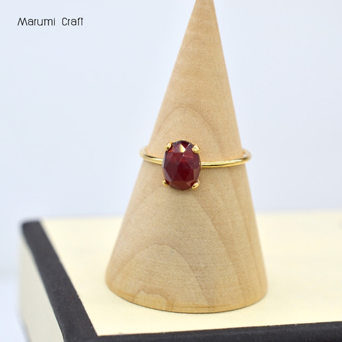 14KGF　天然石　ローズカット　ルビー　8x6mm　AAA　カボション　リング 14KGF 天然石 ローズカット ルビー 8x6mm AAA カボション リング 指輪