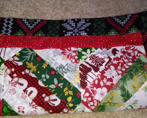 クリスマス柄パッチワークブランケット、ひざ掛け その他インテリア