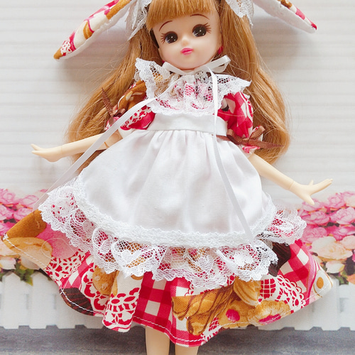 リカちゃんドレス スイーツ柄のドレスセット1/6ドールカスタム