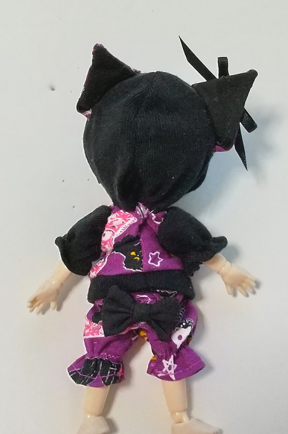 【送料無料】ハロウィン黒猫コーデ(パープル) オビツ11オリジナル ハンドメイド 3枚目の画像
