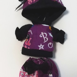 【送料無料】ハロウィン黒猫コーデ(パープル) オビツ11オリジナル ハンドメイド 4枚目の画像