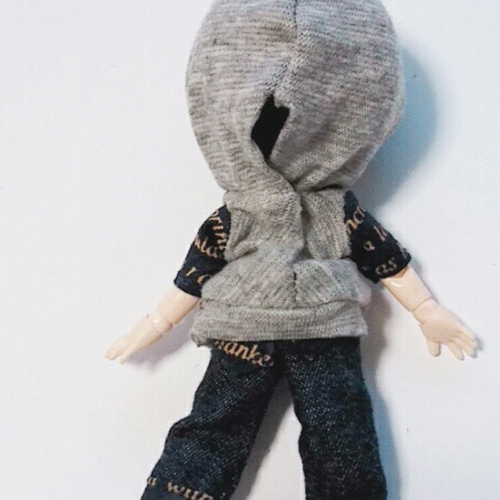 送料無料】カジュアルパーカーセット(英字ブルー)オビツ11 オリジナル