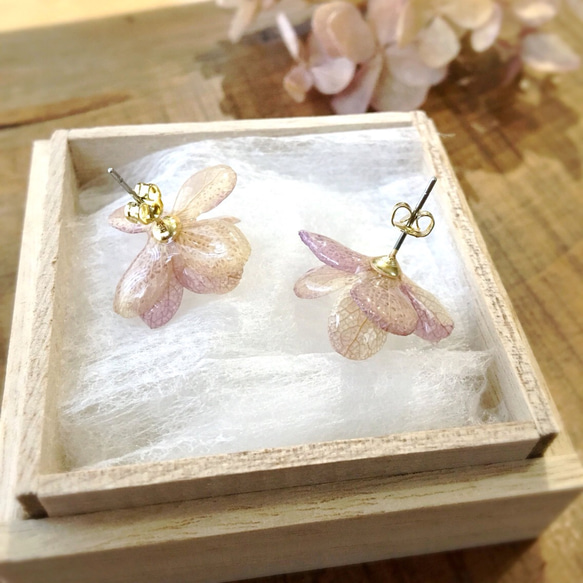桜パールのアナベル(紫陽花)ピアス 2枚目の画像