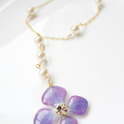 紫陽花ロザリオ風ネックレス 1枚目の画像