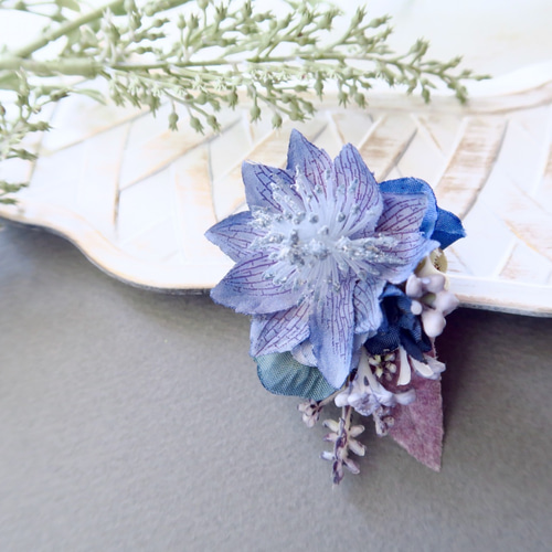 (エルメス)☆花FLORAフローラ☆コサージュ/青 エルメス)☆花FLORAフローラ☆コサージュ/青 (HERMES