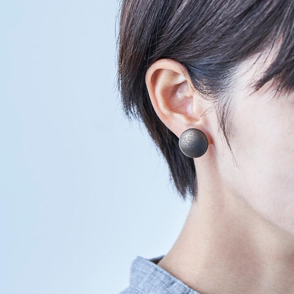新作 陶磁器ピアス/イヤリング 〈circle_large〉 No.008 Bronze