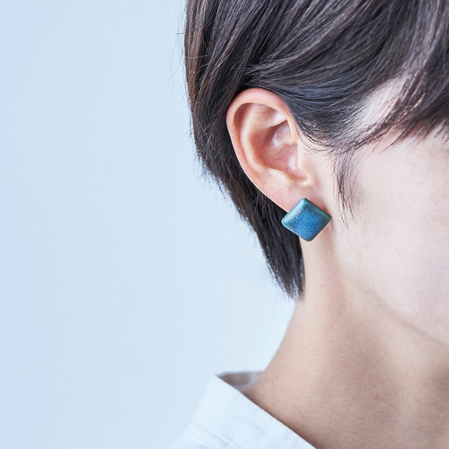新作 陶磁器ピアス/イヤリング 〈square_large〉 No.007 Nile