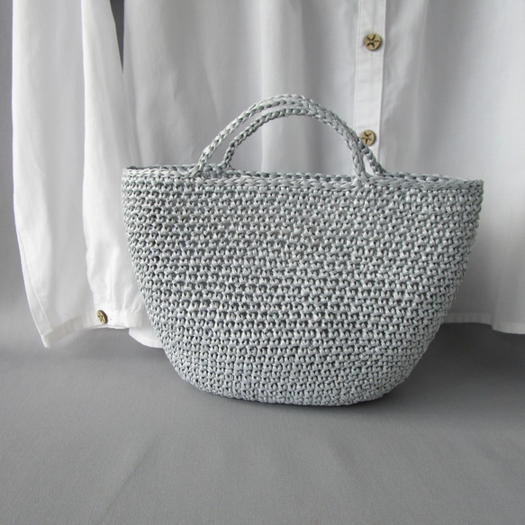 crafty 竹カゴバッグ  　グレージュ　グレー Crafty竹細工カゴバッグ 竹と牛革のカゴバッグ