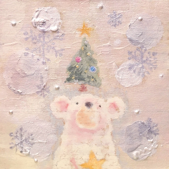 小さな絵『クリスマスツリーに願いごと』原画 3枚目の画像