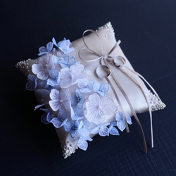 hydrangea (blue) リングピロー＊刺繍＊ウエディング＊ブライダル＊結婚式 1枚目の画像