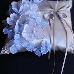 hydrangea (blue) リングピロー＊刺繍＊ウエディング＊ブライダル＊結婚式 5枚目の画像