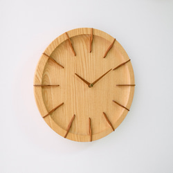 [送料無料] シンプル一枚板の掛け時計「シオジ／28cm」 2枚目の画像
