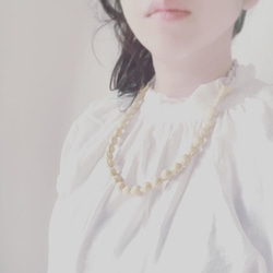 まるを繋いだネックレス 黄花柄リバティ使用 7枚目の画像