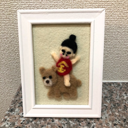 羊毛フェルト　フォトフレーム　絵　くま　ぬいぐるみ　ハンドメイド フェルト、羊毛 フォトフレーム・写真立て のおすすめ人気通販
