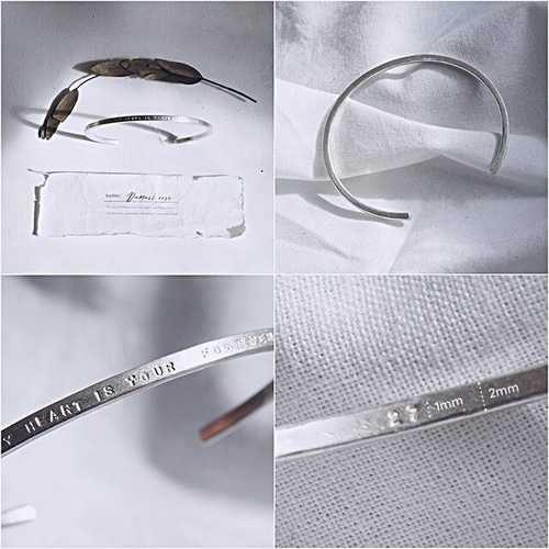 silver925バングル [両面刻印可能][ペアにもできる]スクエア