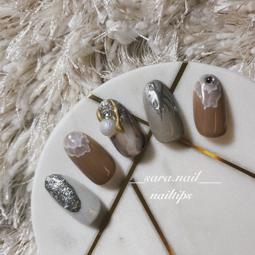 波ネイル / 夏ネイル / ブラウンネイル /波ニュアンスネイル /ネイル  