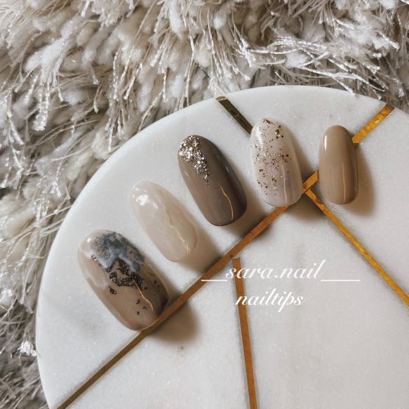 ブラウンニュアンスネイル / ブラウンネイル /波ネイル /夏ネイル