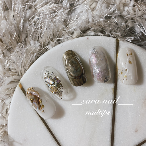 奥行きニュアンス / 宝石ネイル /天然石ネイル /大理石ネイル /ミラー  