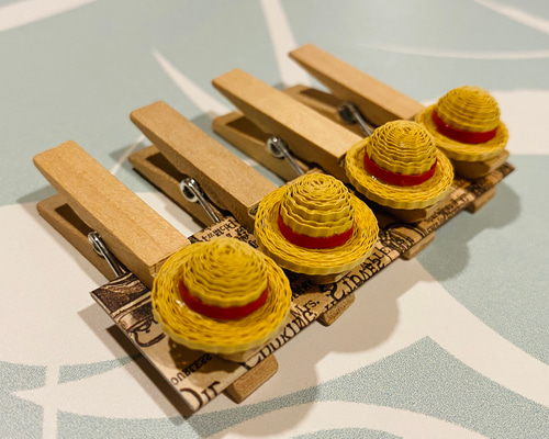 ペーパークイリング ミニチュア『麦わら帽子のクリップ』 その他雑貨