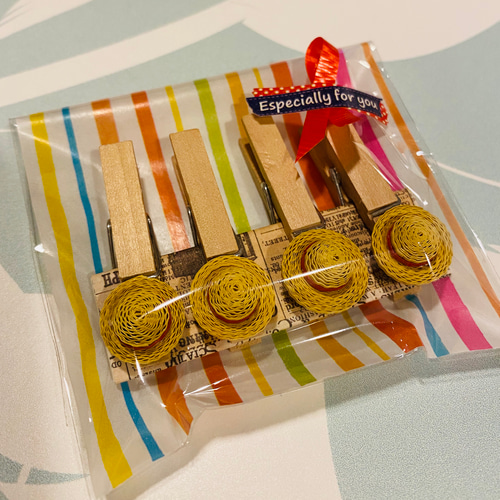 ペーパークイリング ミニチュア『麦わら帽子のクリップ』 その他雑貨