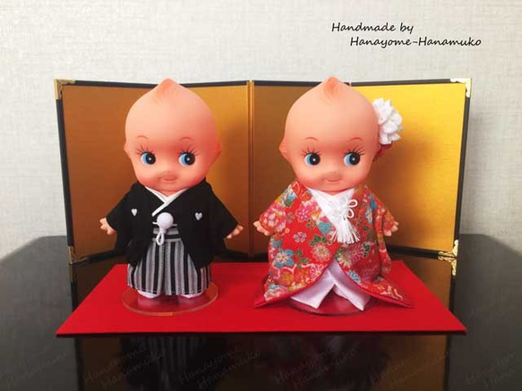 和装ウェディングキューピー (カラフルなお花柄色打掛）/ ウェルカム 
