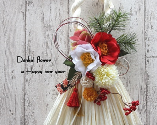 可憐な紅白椿*お正月しめ縄飾りリース しめ縄・しめ飾り Danke! f&l