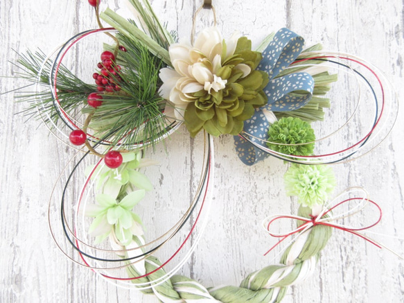 綺麗なダリアN*お正月しめ縄飾りリース g2 しめ縄・しめ飾り Danke