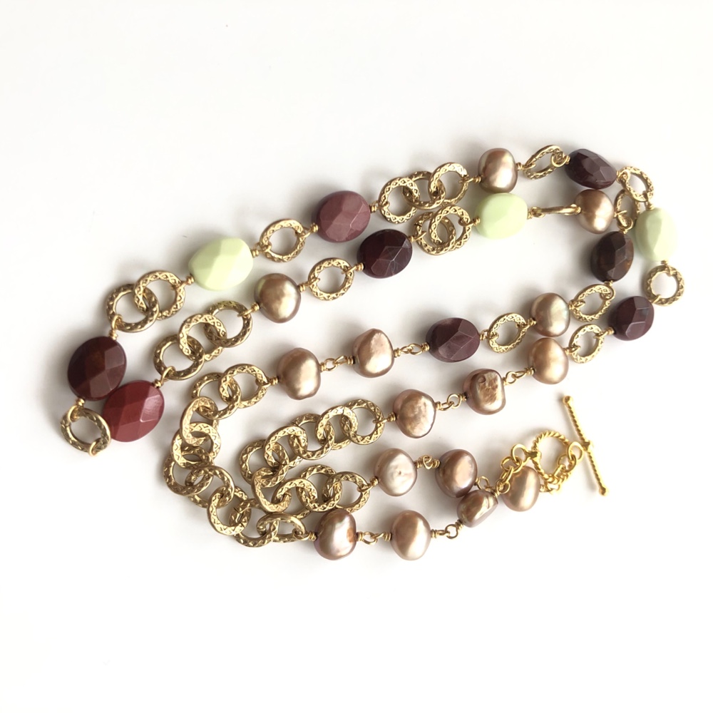 モーカイトとレモンクリソプレーズのネックレス☆一点もの