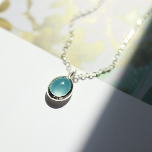 シルバー925 ミルキーアクアマリン 18×25mm ペンダント