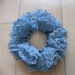 大きめ・ダブルフリルシュシュ（水色） シュシュ アニー 通販 4032020